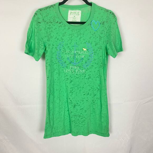 Green Victorias Secret Women T Shirt Size M, International Yacht Club, y2k retro - Picture 1 of 5
